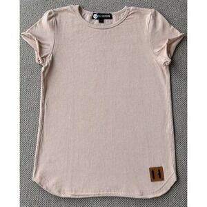 Beau Hudson Tee Shirt Size 4 Blush Tan/Pink Minimalist Short Sleeve Boutique Kid